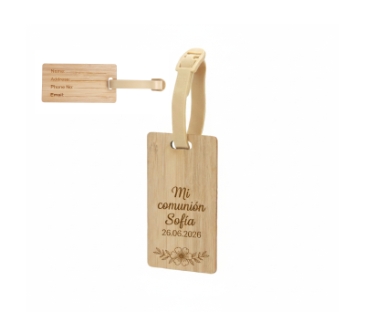identificador de maletas de madera personalizable